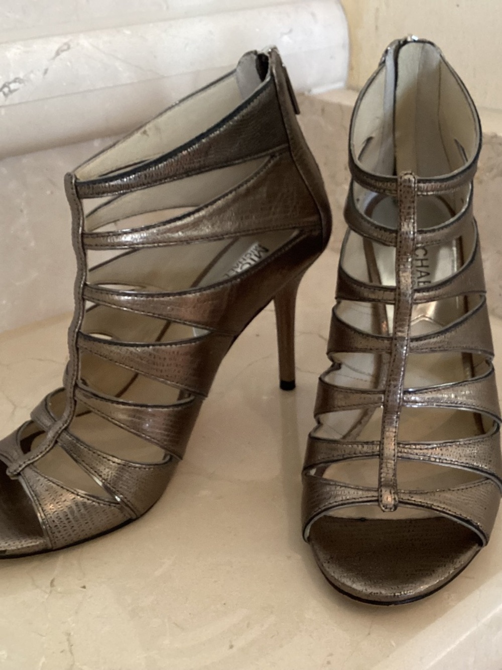 MICHAEL KORS Metallic Bootie - Size 6.5M - Soft Bronze Gold Color - 4 inch Heels